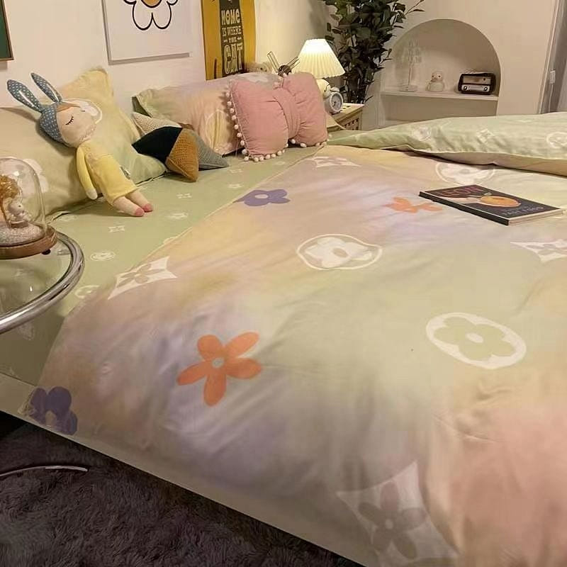 [彩虹漾K200*230] INS床上四件套被套+床单+枕套水洗棉床上用品 1 份