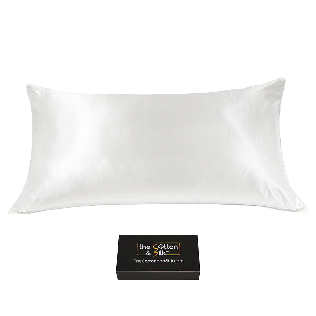 King-size 22 Momme Mulberry Silk Pillowcase, White King (20“ x 36“) / White 0.5 pao
