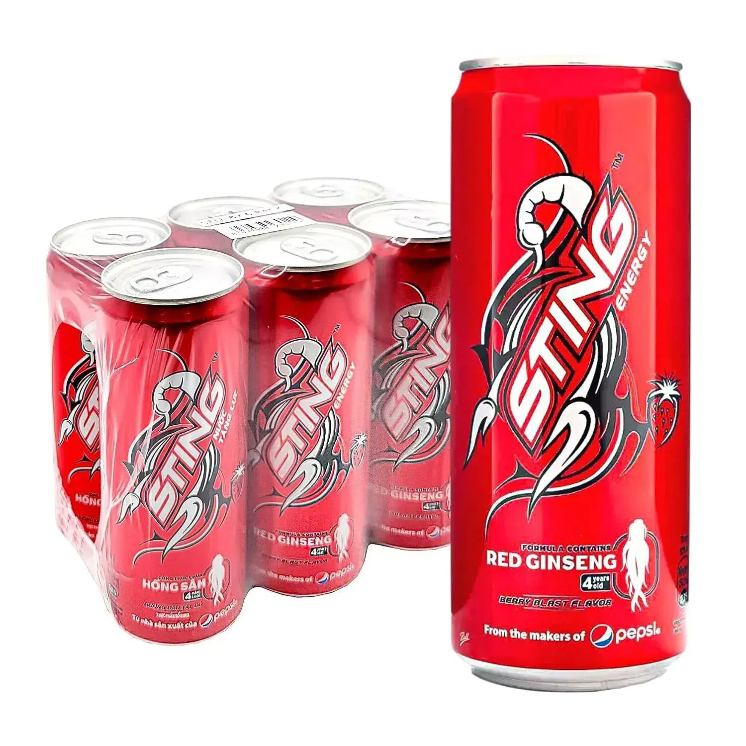 Sting Energy Drink Red Ginseng, Strawberry 6 CANS 320 มิลลิลิตร