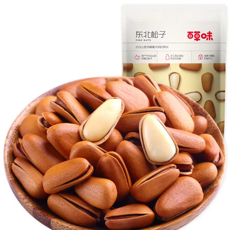 Baicao Flavor Northeast Pine Nut 100g * 1 Bag with No Additives Healthy Nuts 100 กรัม