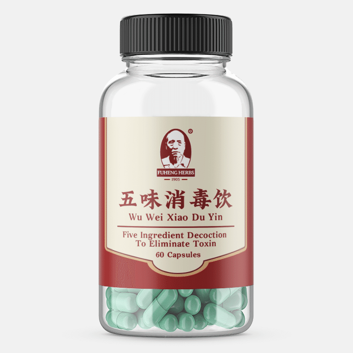 Wu Wei Xiao Du Yin - 五味消毒饮 - 胶囊 - FUHENG福恒 - Since 1905 - 60 pills 12 Containers 1 份