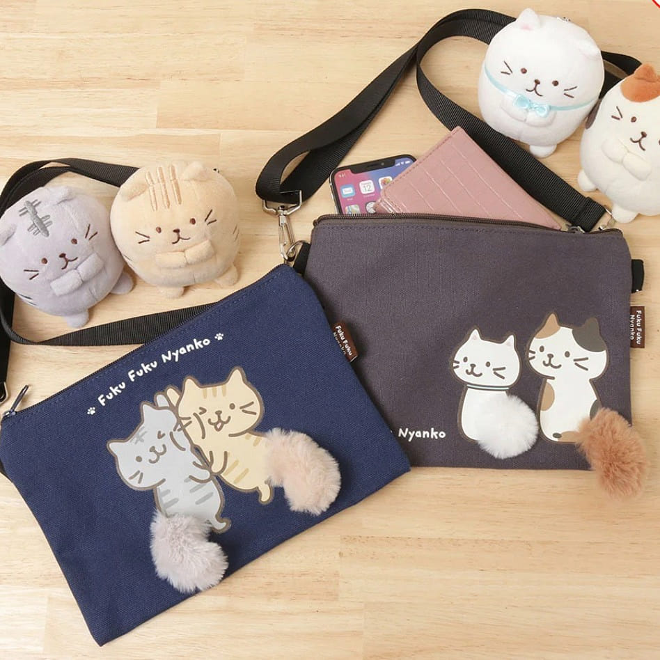 Fuku Nyanko Cat Tail Tote Fabric Bag - Brown S 1 ส่วน