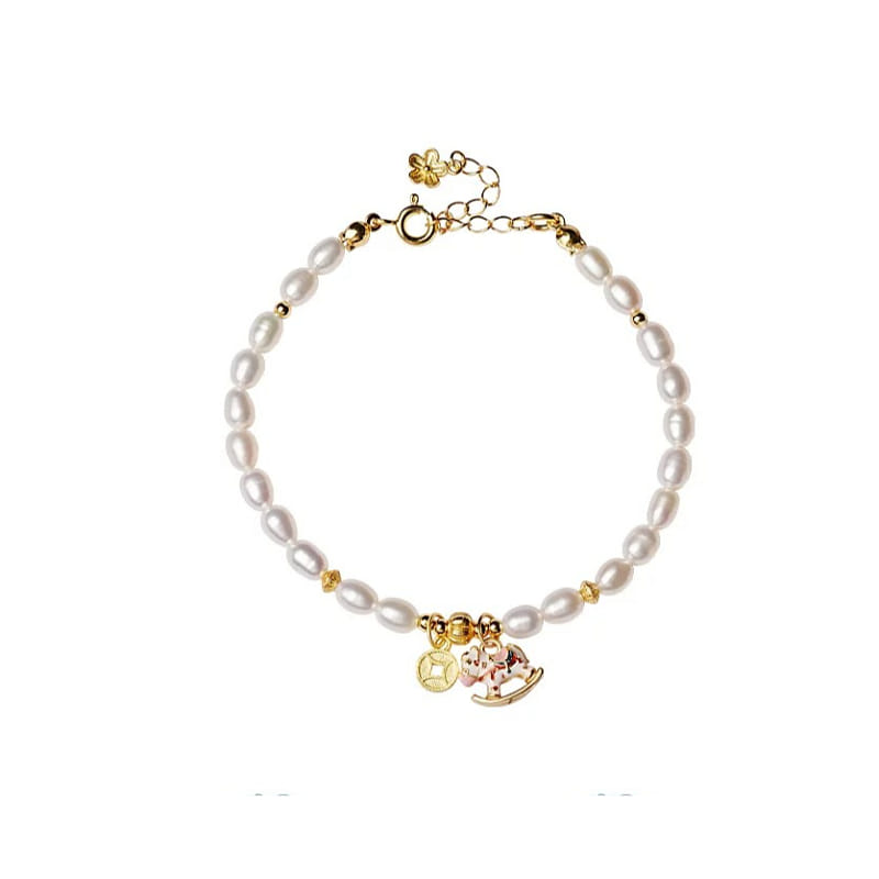 Pearl Bracelet Small Wooden Horse 6mm 1 box