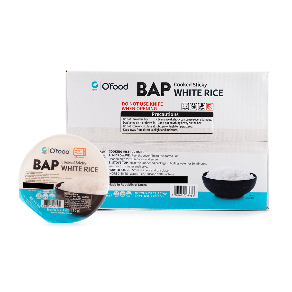 O'Food Bap Cooked White Rice 7.4 oz*12 boxes