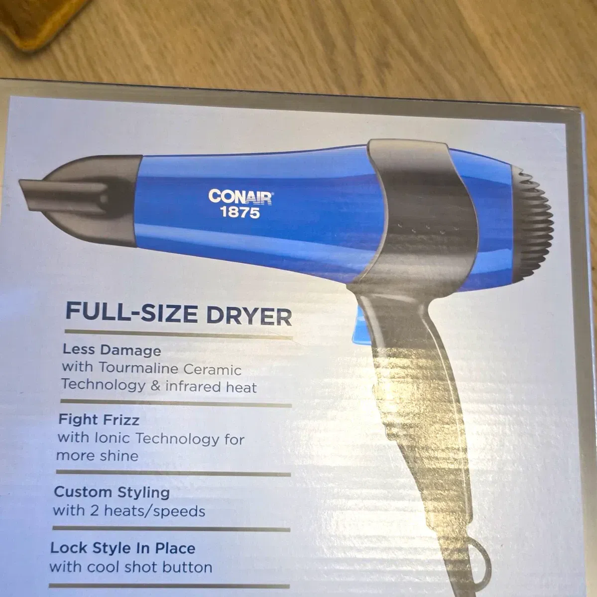 Conair 1875W Ionic Hair Dryer, 2 Speeds, Blue 1 pack