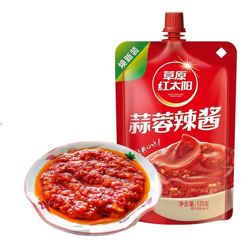 [2 bags] grassland red sun garlic hot sauce Zibo barbecue hot sauce 250 グラム
