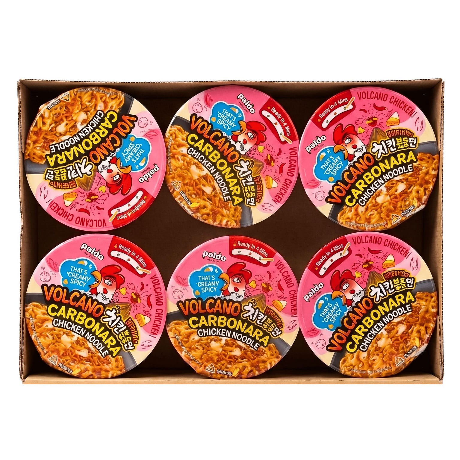 [Paldo] Volcano Carbonara Noodle - 105g 6 Pack 1 each