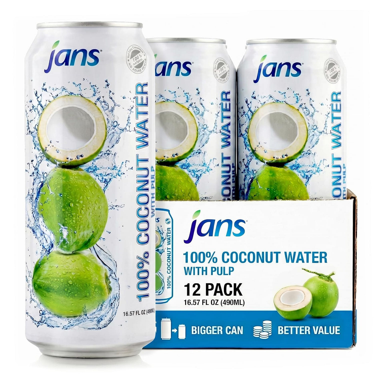 Jans - Coconut Water & Pulp 16.57Oz - Pack of 12 16.57 fl.oz*12 pack