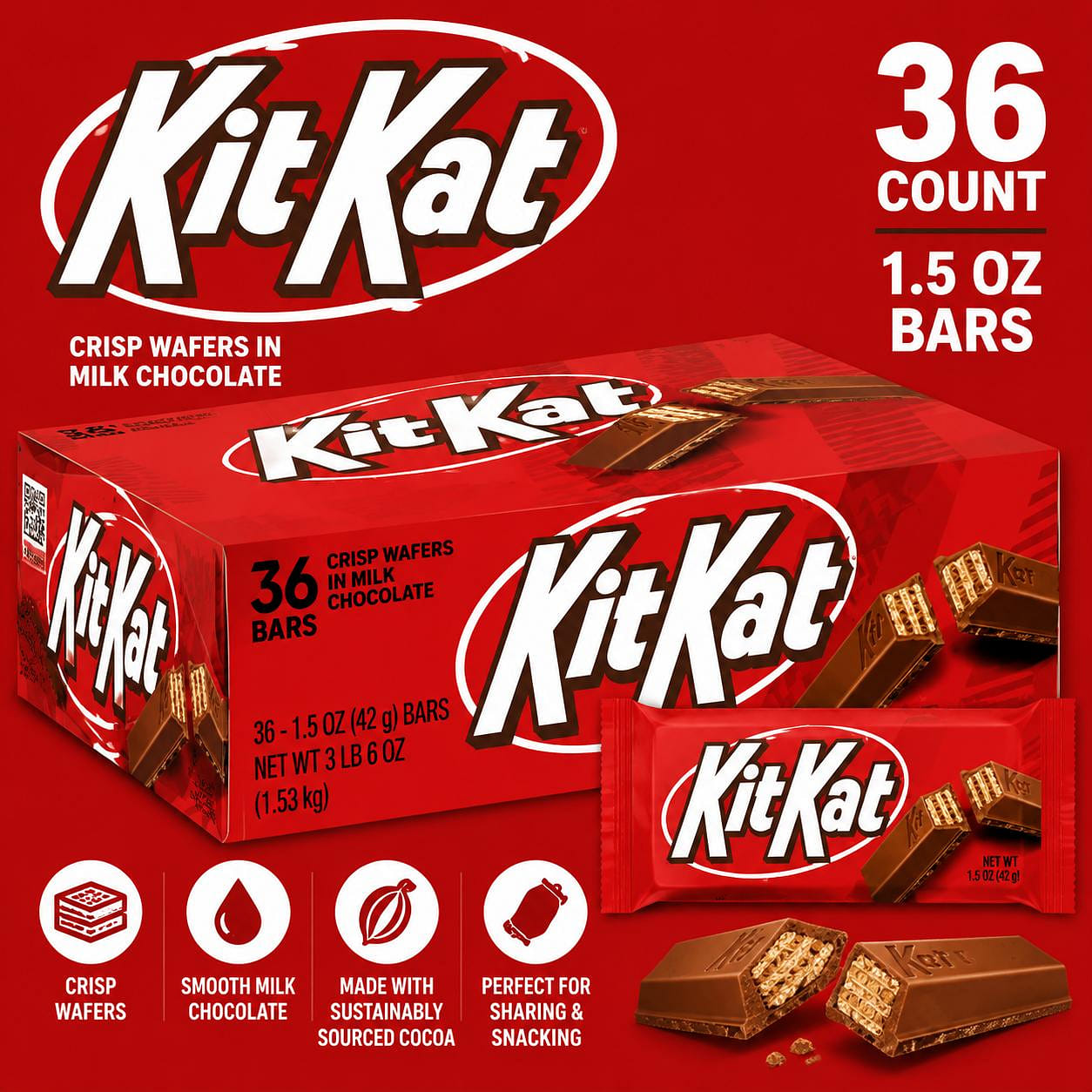 Kit Kat Milk Chocolate Wafer 1.5oz 36ct 1 each