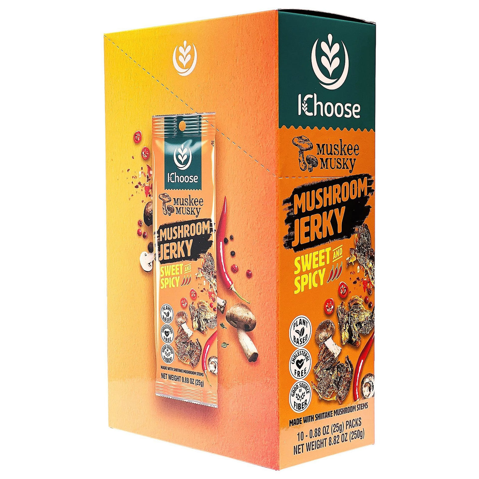 Sweet and Spicy Flavor Mushroom Jerky 10 Pack 25 กรัม
