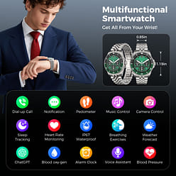 AI Smart Watch for Men Women,Silver Green--H66M 1 count