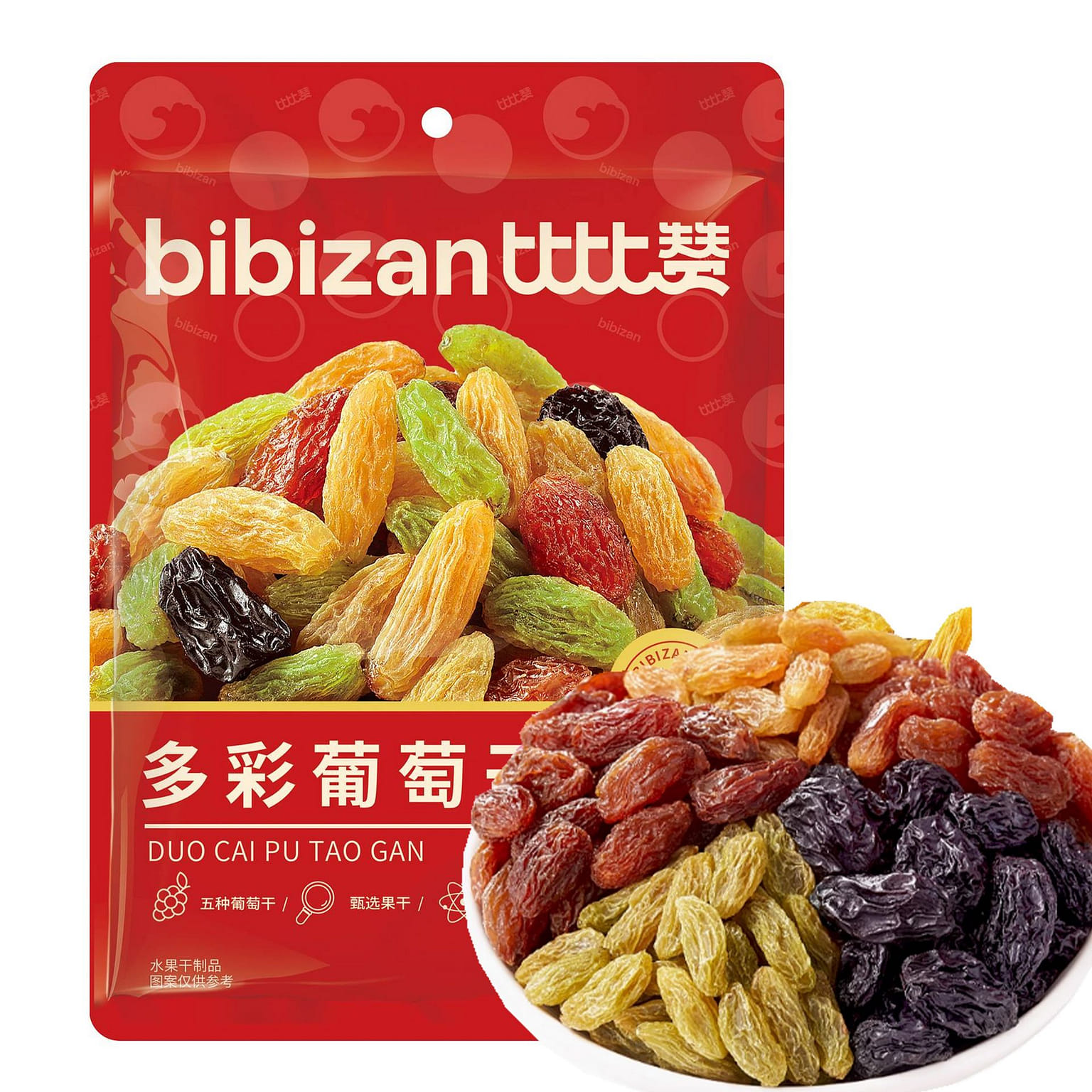 比比赞 多彩葡萄干提子干 果干零食 108 克