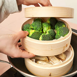 Bamboo Steamer Handmade Basket, Traditional 2-Tier Design - 8 Inch 1 each