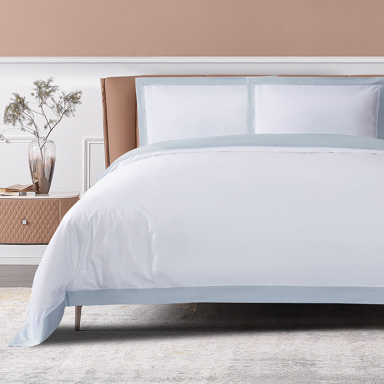 [Outlets] Cotton Duvet Cover Set, White+Misty,King 7.1 파운드