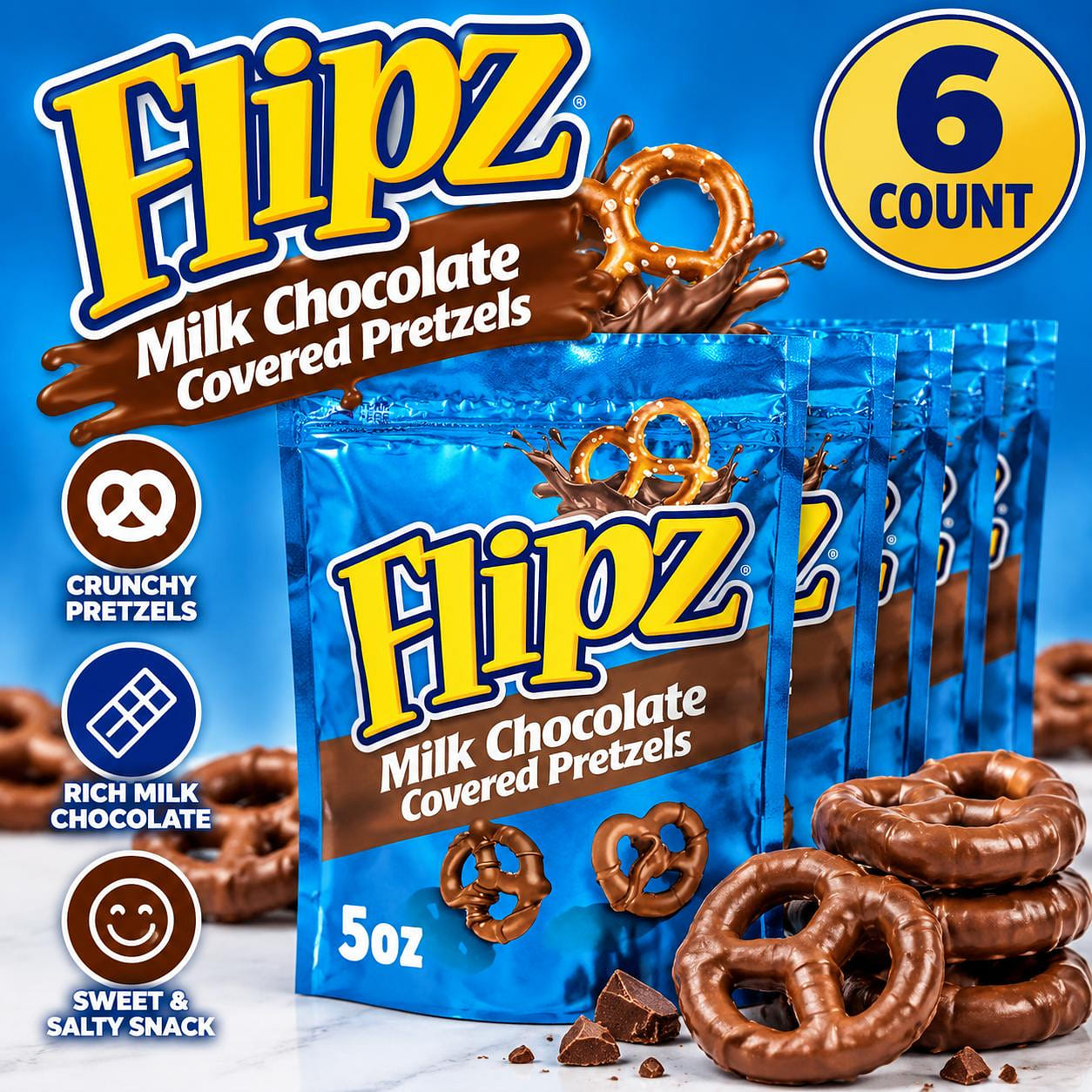Flipz Milk Chocolate Pretzels 5oz 6ct 1 each