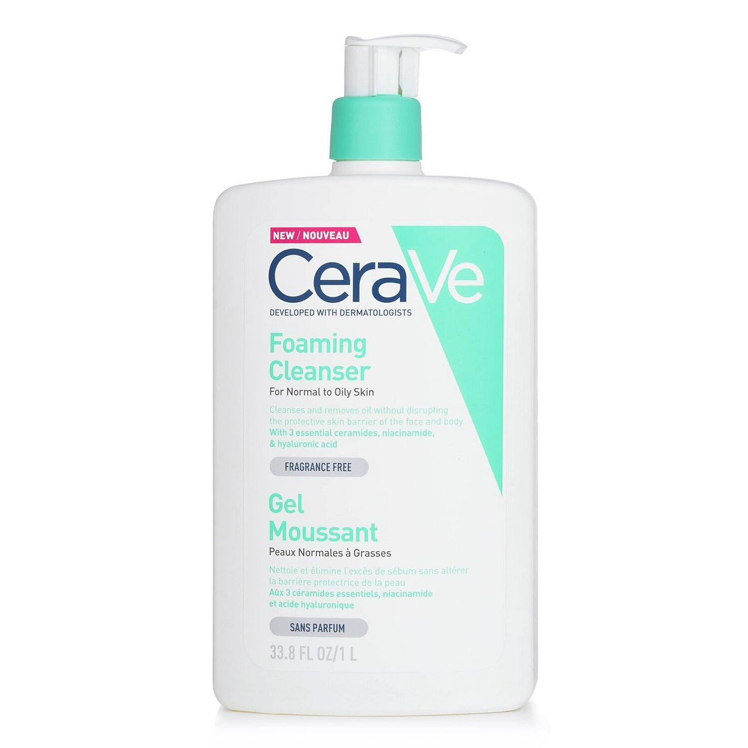 CeraVe Foaming Cleanser For Normal to Oily Skin (With Pump)  1000ml/33.8oz 1000 ml