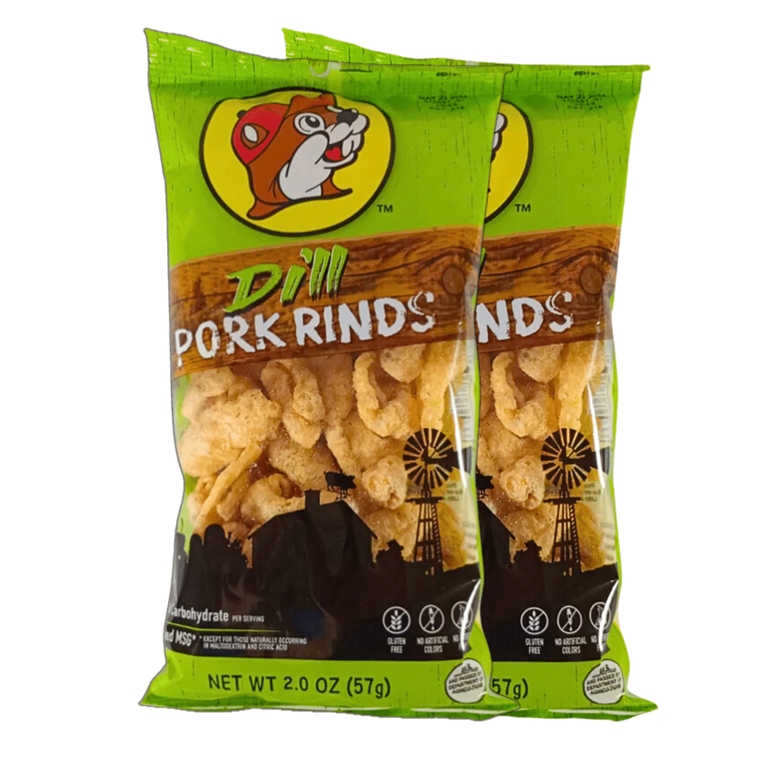 Buc-ee's Dill Flavored Pork Rinds, 4 Oz (2 Bags), Keto and Paleo Friendly 4 온스