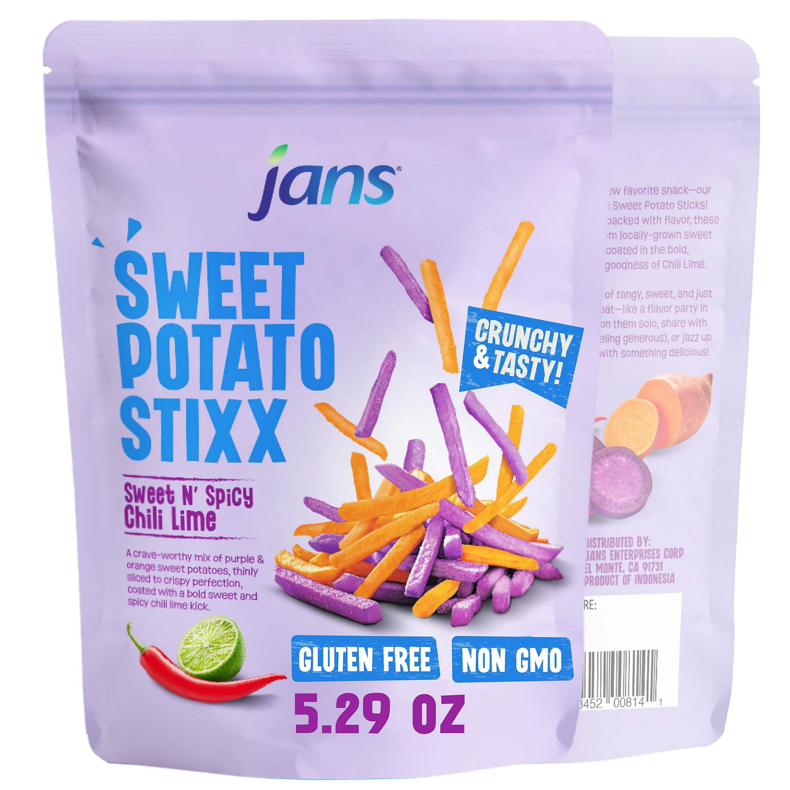 Jans - 고구마 스틱 스위트 앤 스파이시 칠리 라임맛 5.29oz 1개입 5.29 온스