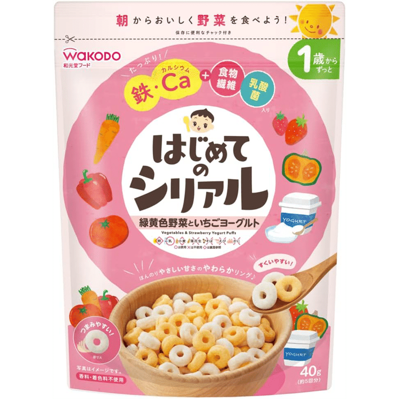 Wakodo First Cereal Veg and Strawberry Yogurt 40g 40 กรัม