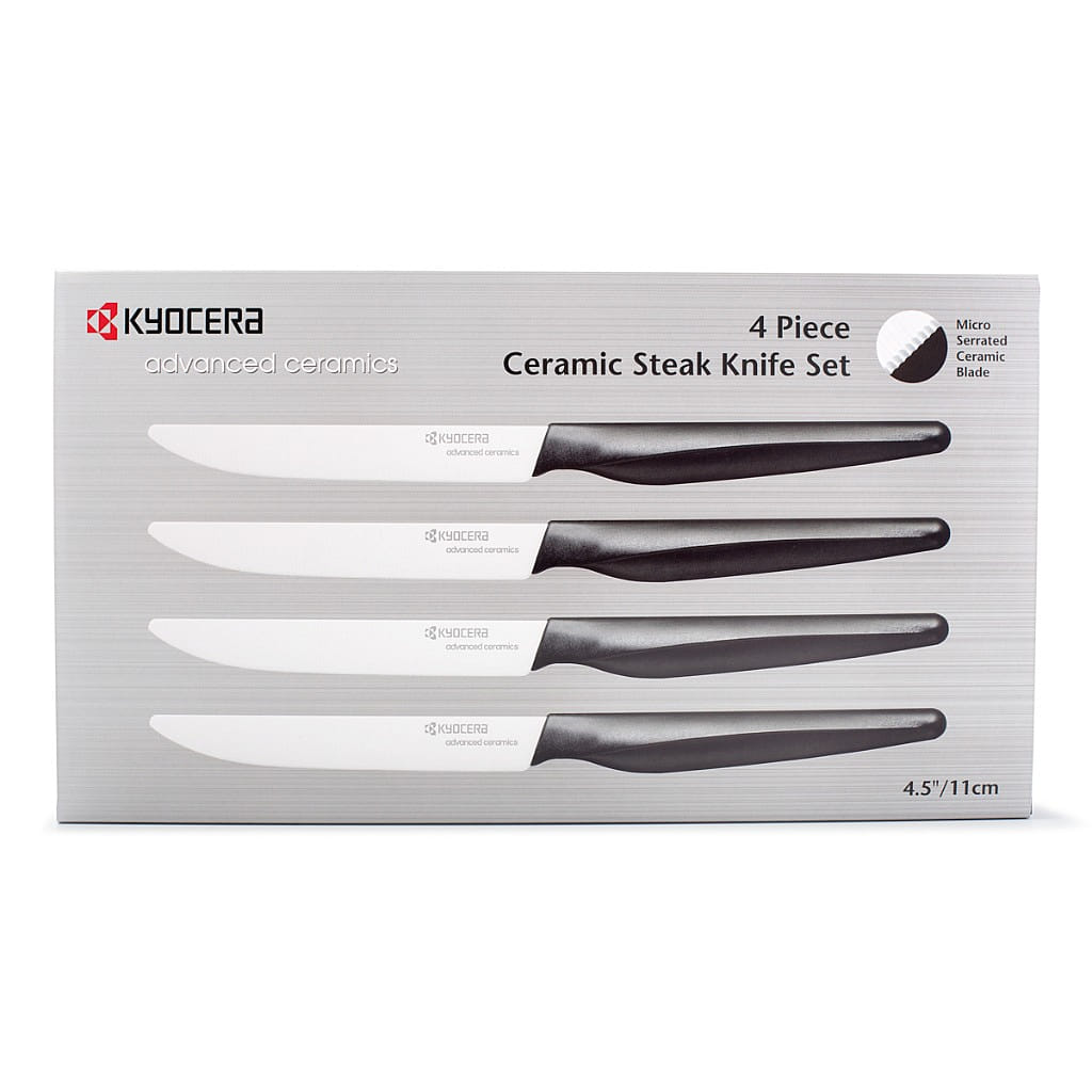 Kyocera 세라믹 스테이크 칼 4종세트 - 블랙 손잡이, 화이트 날 1 개입