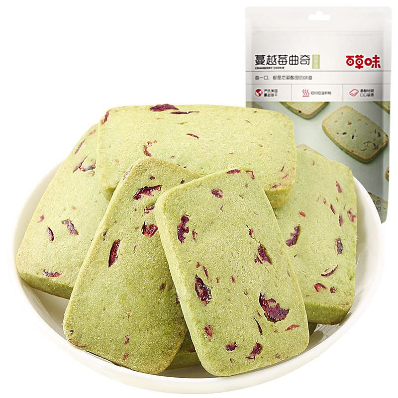 Hundred Herbs Cranberry cookies - Matcha snacks 100g/ bag 100 กรัม