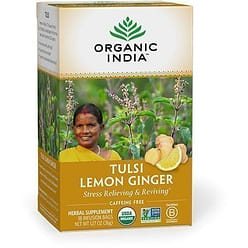 Organic India Tulsi Lemon Ginger Tea, 18 tea bags 18 count
