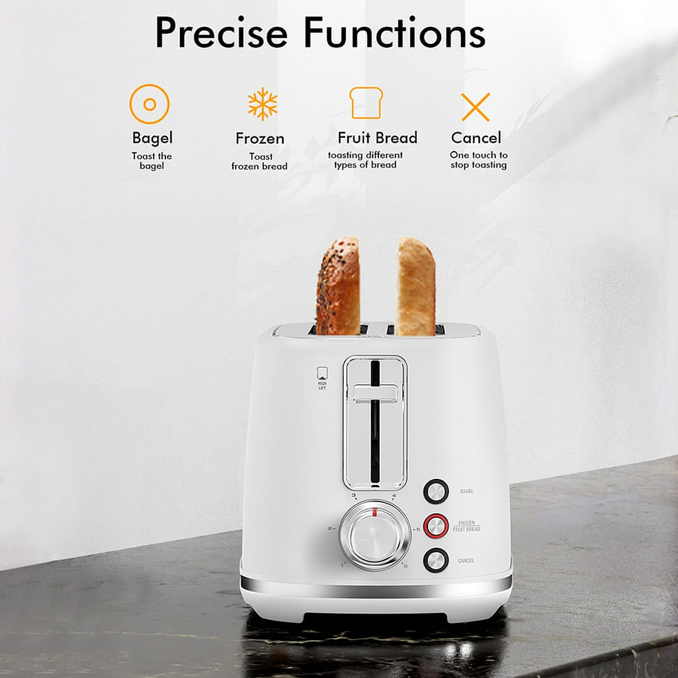 2 片烤面包机，6 种烘烤设置，白色- Weee!