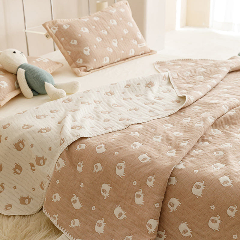CuddlePatch Quilt Only Khaki Elephant-Queen 2000 그램