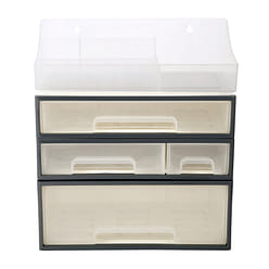 약품 화장품 문구 정리함 ROSELIFE 분리 가능 자유 조합 4단 정리함 [TFAC] 낮은 2개와 높은 1개의 4서랍 5슬롯 책상 정리함 투명 1 개입