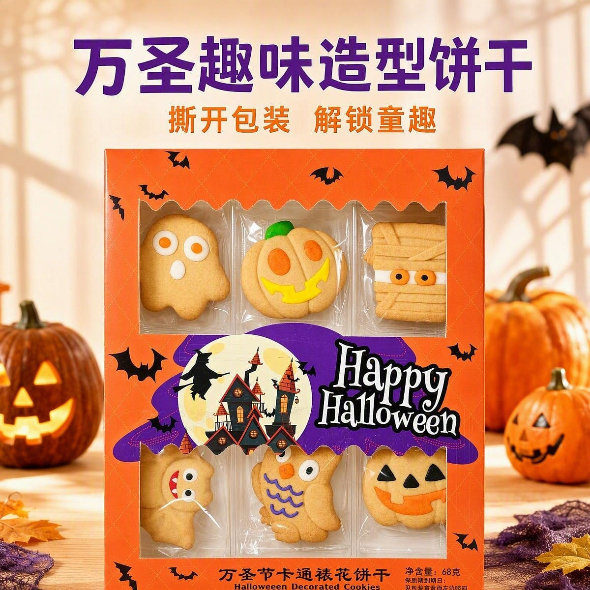Halloween Cartoon-Shaped Iced Cookie Gift Box 2 box