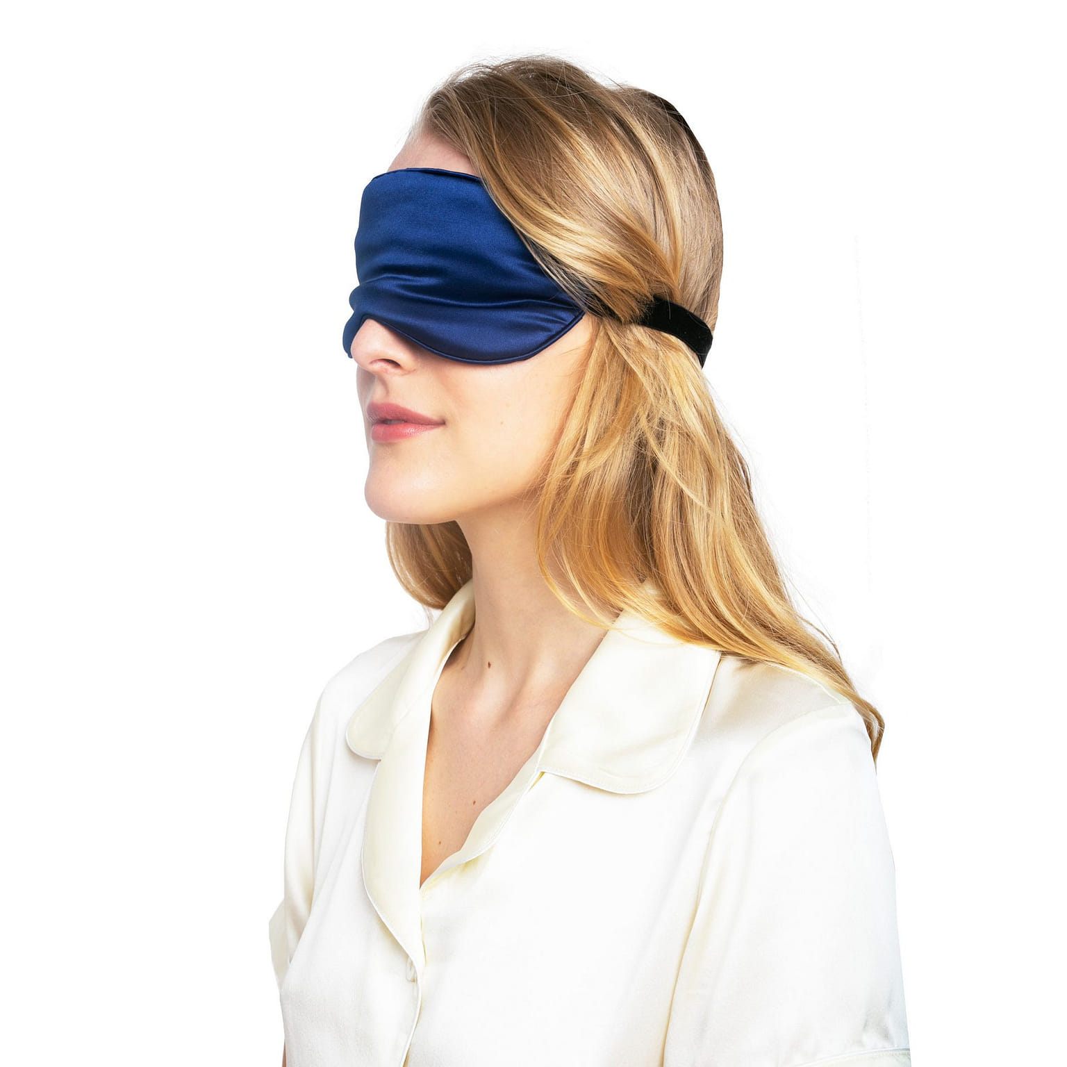 Beauty Silk Eye Mask with Velvet Band (19 Momme) Classic / Navy Blue 1 phần