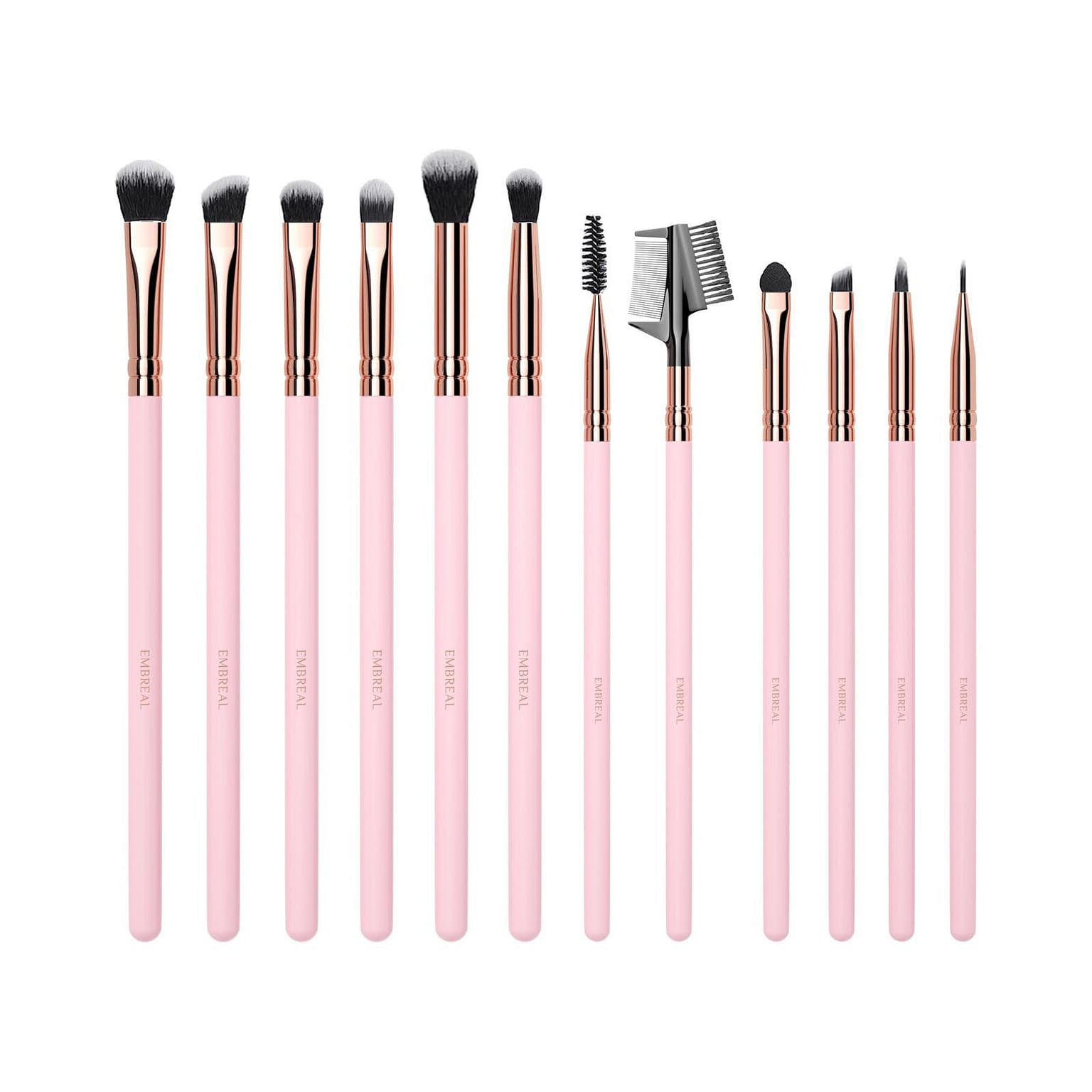 EMBREAL Eye Makeup Brushes 12pcs Pink 1 box