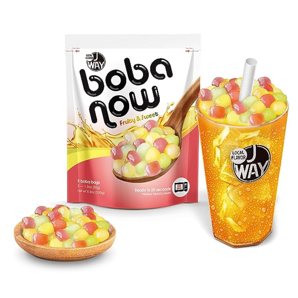 J WAY Instant Tapioca Boba Pearls, Tropical Fruit Flavor - 5 Servings 1 box
