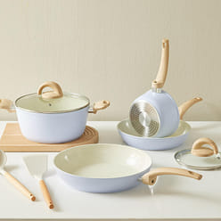 12件套厨房蓝色不粘锅具套装  高品质不粘锅具套装 1 份