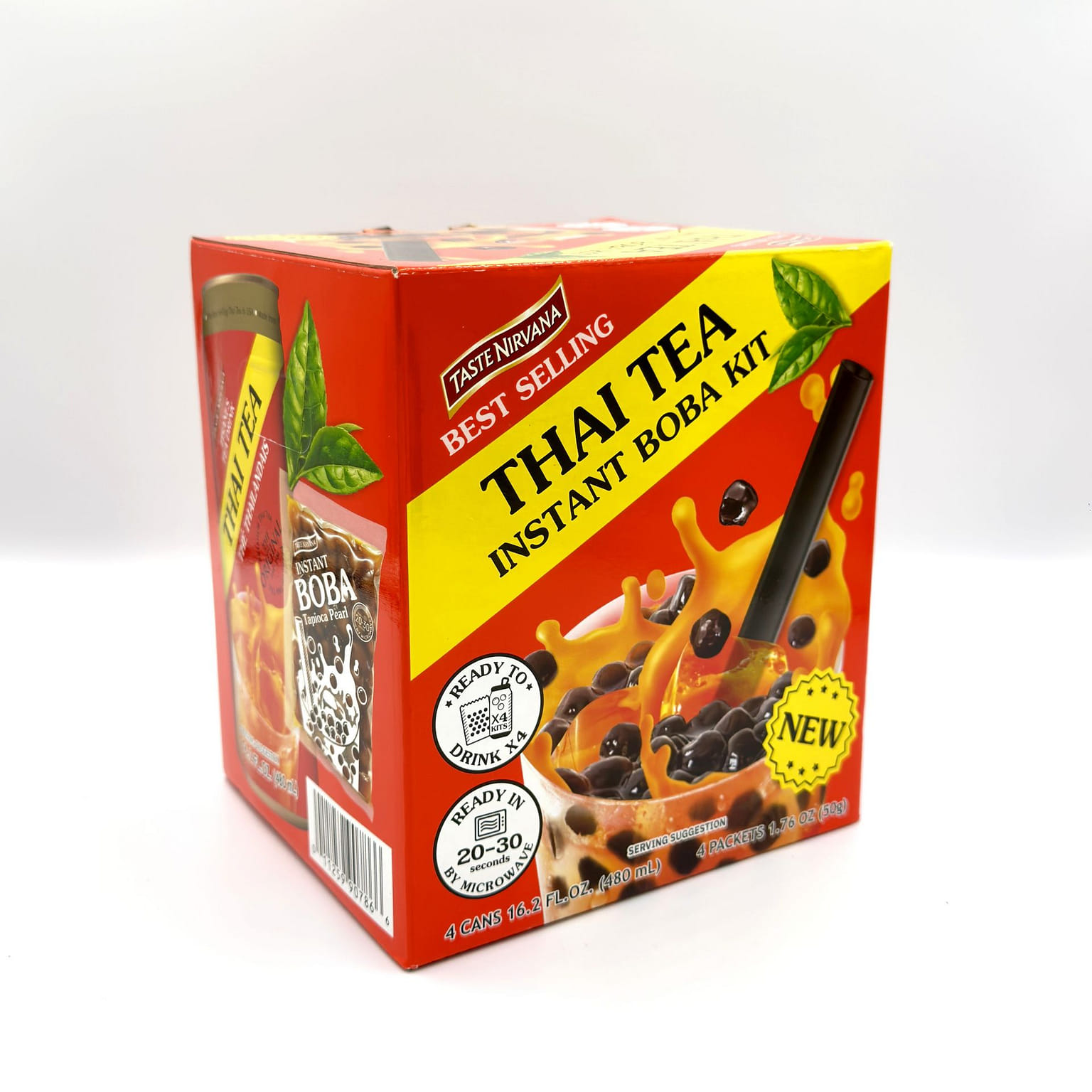 Taste Nirvana Thai Tea Instant Boba Kit 1 box*4 cans