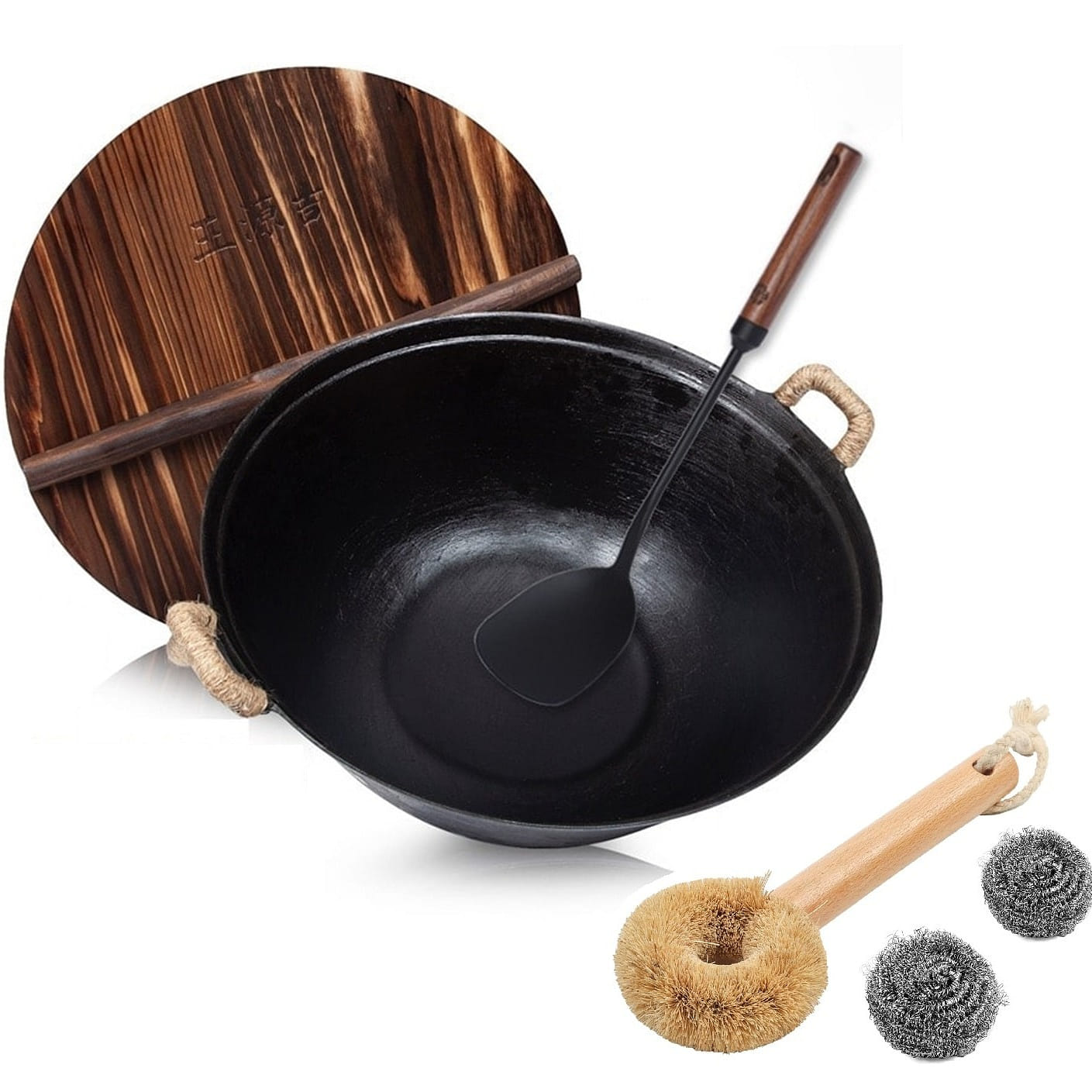 34cm WANGYUANJI Cast Iron Serving Pot Spatula+Set 1 count