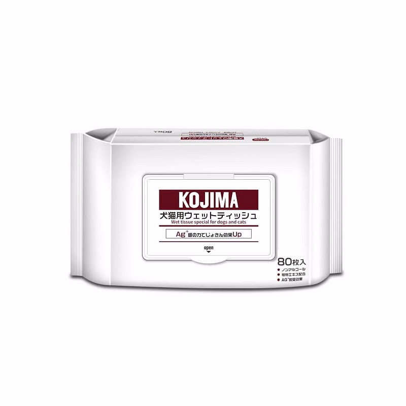 【HiiiGet】KOJIMA 寵醫百年品牌 寵物溼巾貓咪狗狗專用免水洗免洗澡清潔淚痕抑菌溼紙巾80片 80 个