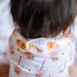 Organic Cotton Bandana Bib 2pcs Set - Boba + Egg Waffle 20 g