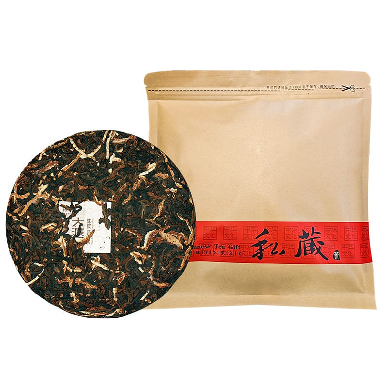 Chen Pi Cun Tangerine Peel Chinese Puer Tea Cake 357g 357 กรัม