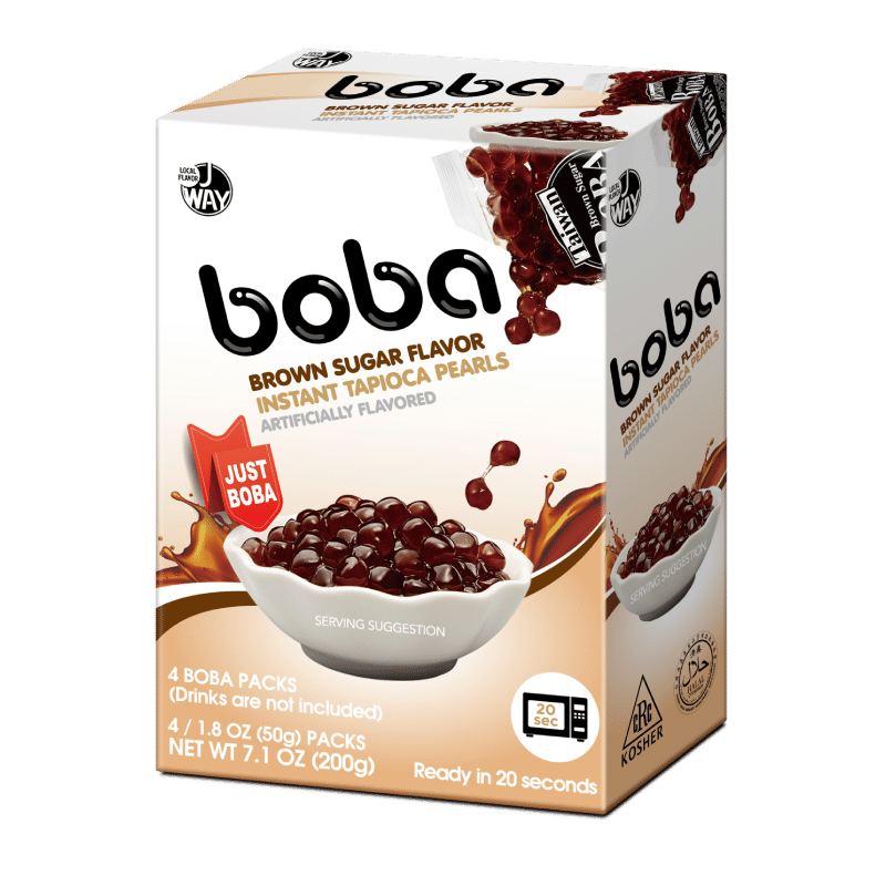 J WAY Brown Sugar Flavor - Instant tapioca pearls- 4 BOBA PACKS 1 케이스