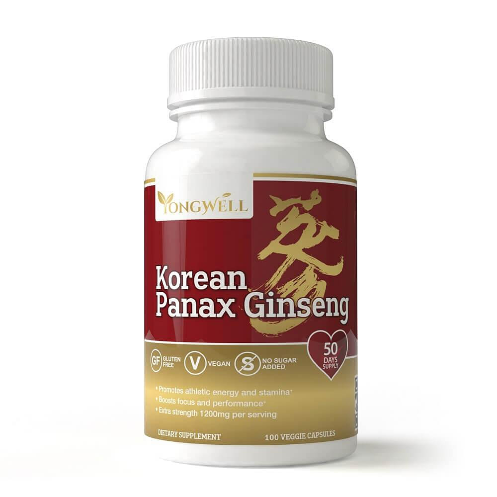Korean Panax Ginseng Extra Strength 1200mg (100 Veggie Capsules) 1 개입