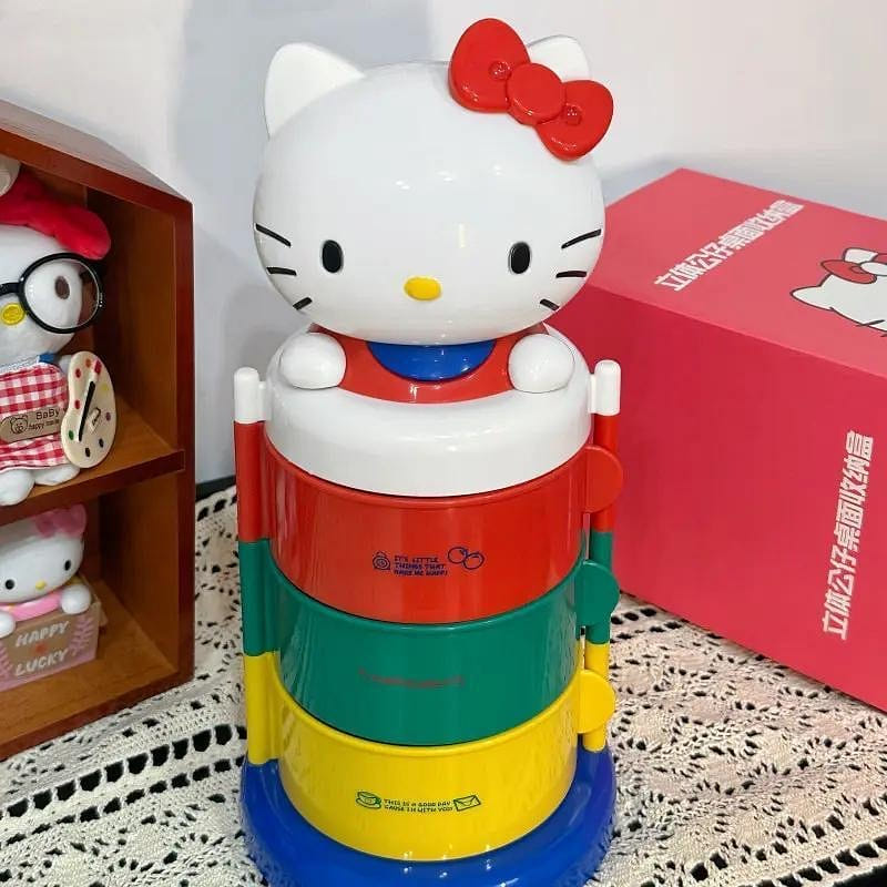 헬로키티 빈티지 3단 회전 주얼리 수납함 - 장식품 1 개