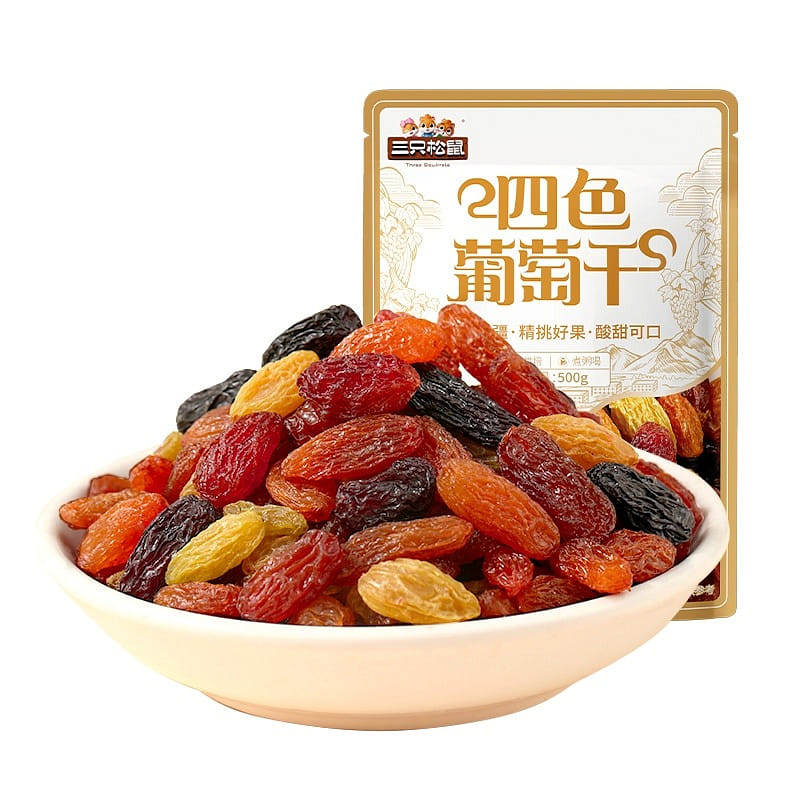 Three squirrels and four colored raisins 500 그램