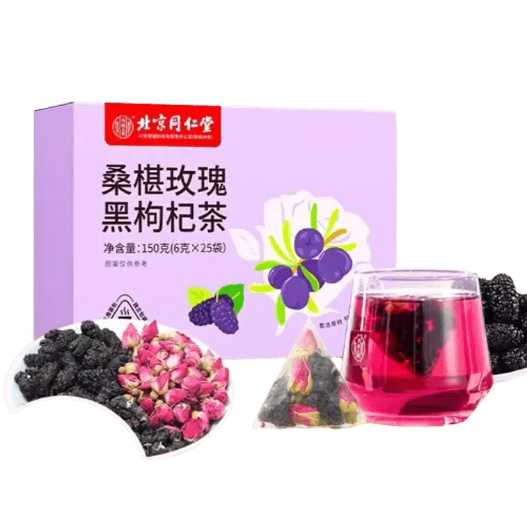 Tongrentang Dried Mulberry Black Wolfberry Rose Tea Combo 150g(6g*25bags) 150 g