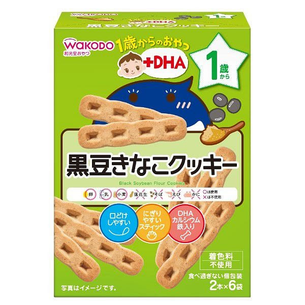 WAKADO DHA Black Bean Kinako Cookies 2pcs x 6 bags 1 each