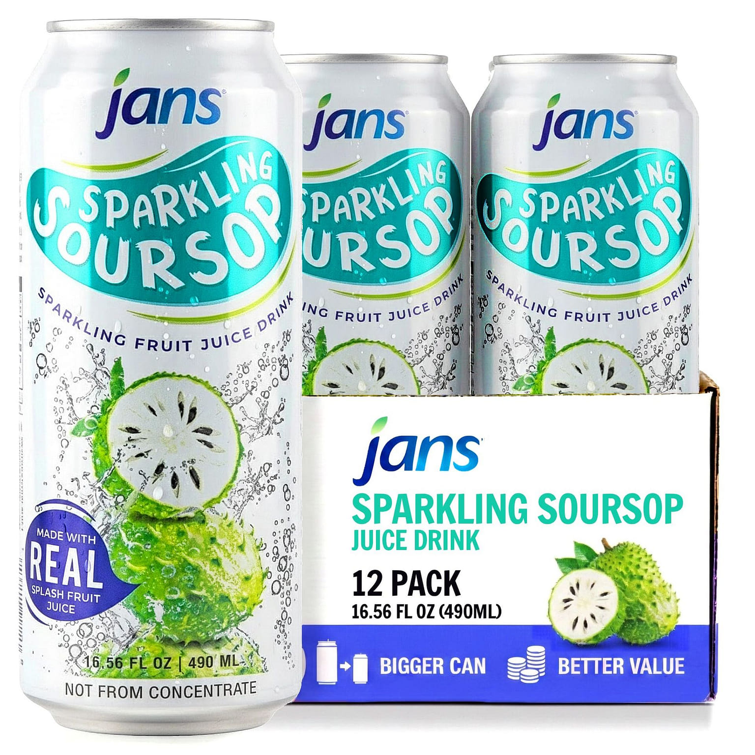 Jans - スパークリング サワーソップ ジュース 490ml 12個パック 16.57 fl.oz*12 パック