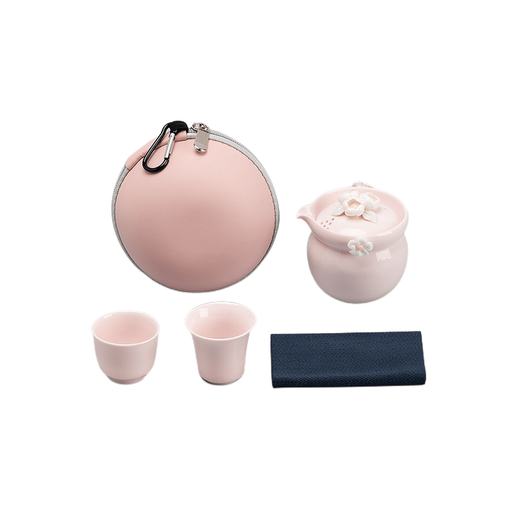 Yipinqian Tang Kung fu tea set Quick cup pink jasmine flower