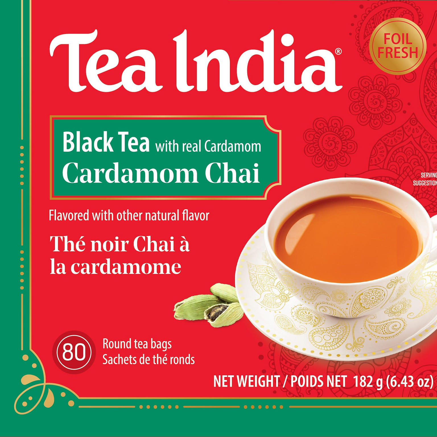 Tea India Cardamom Chai Tea Bags 80 count