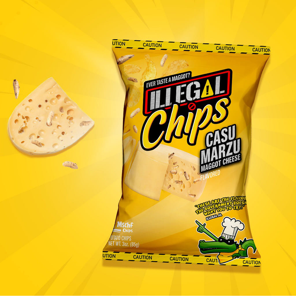 MSCHF Illegal Chips Casu Marzu Maggot Cheese Flavored Chips 3 ออนซ์