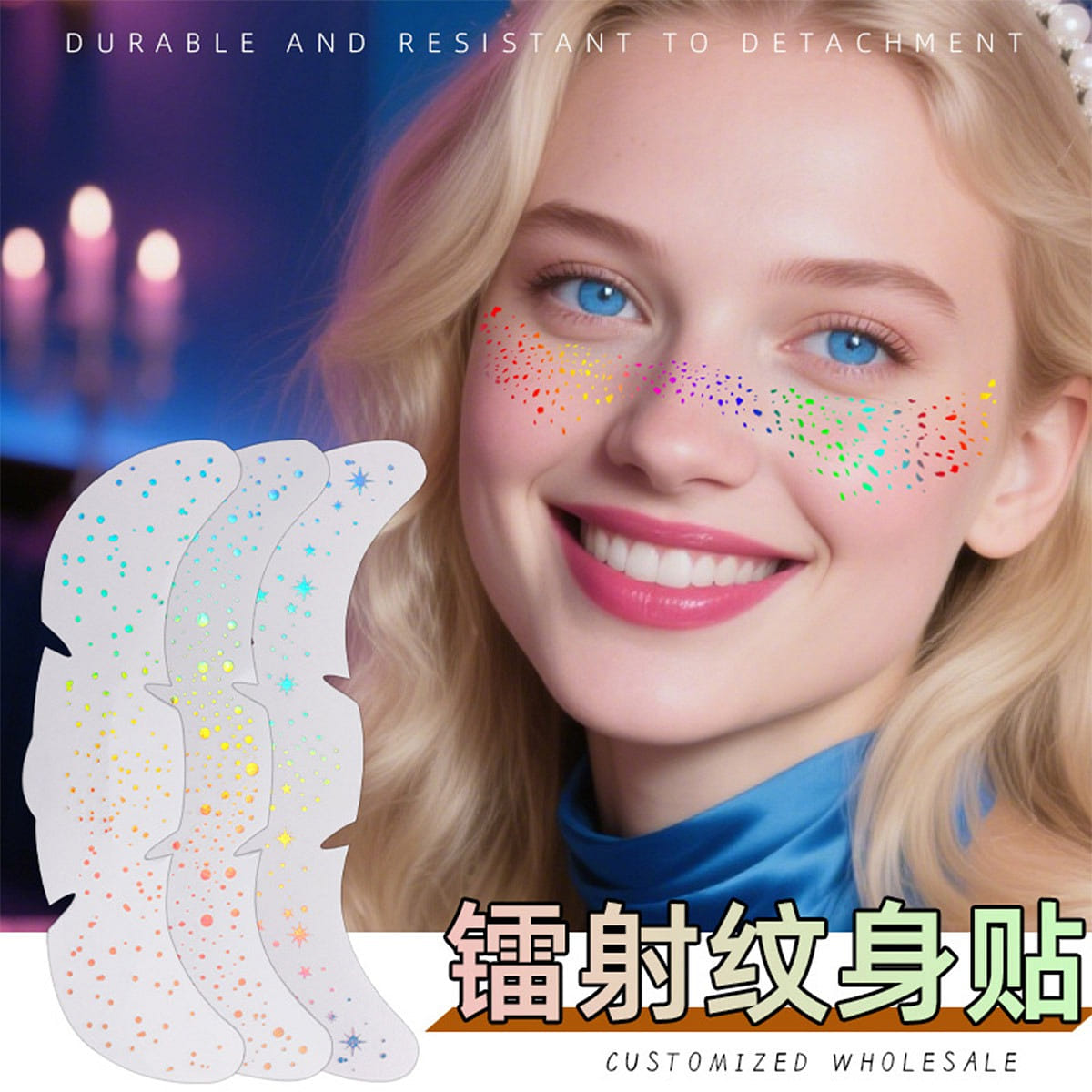 Freckle tattoo patches,A set of 4 colored freckles 1 แพ็ค